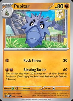 Pupitar 106/197 Uncommon – Obsidian Flames Pokémon card