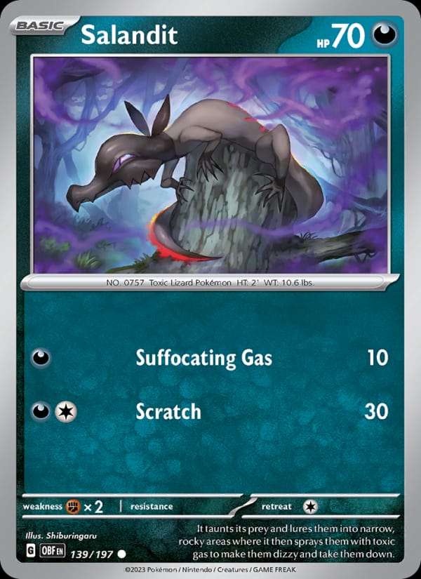 Salandit 139/197 Obsidian Flames Pokémon card