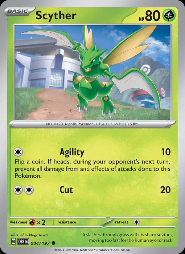 Scyther 004/197 Obsidian Flames Pokémon card