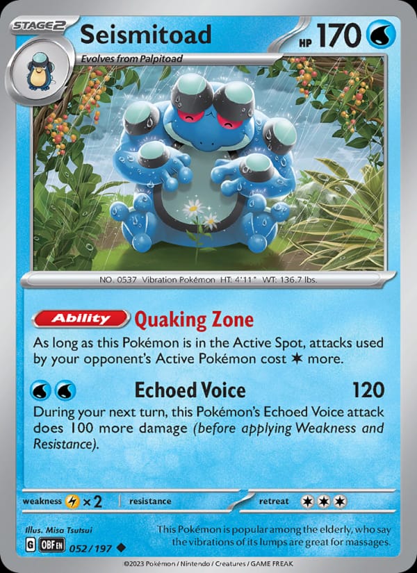 Seismitoad 052/197 Obsidian Flames Pokémon card