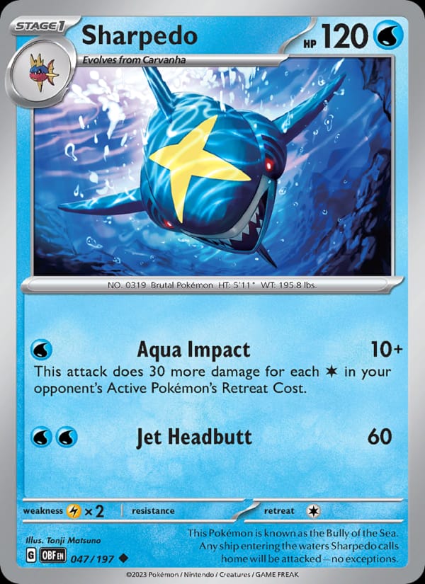 Sharpedo 047/197 Obsidian Flames Pokémon card