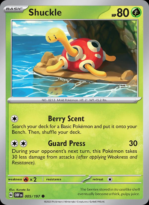Shuckle 005/197 Obsidian Flames Pokémon card