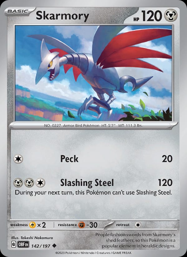 Skarmory 142/197 Obsidian Flames Pokémon card