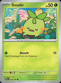 Smoliv 019/197 Common – Obsidian Flames Pokémon card
