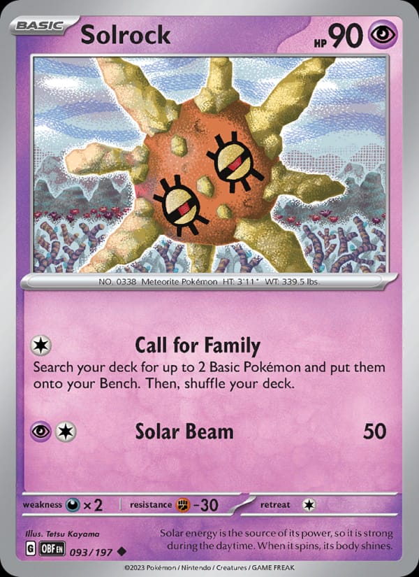 Solrock 093/197 Obsidian Flames Pokémon card