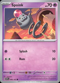 Spoink 090/197 Common – Obsidian Flames Pokémon card