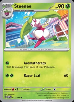 Steenee 017/197 Common – Obsidian Flames Pokémon card