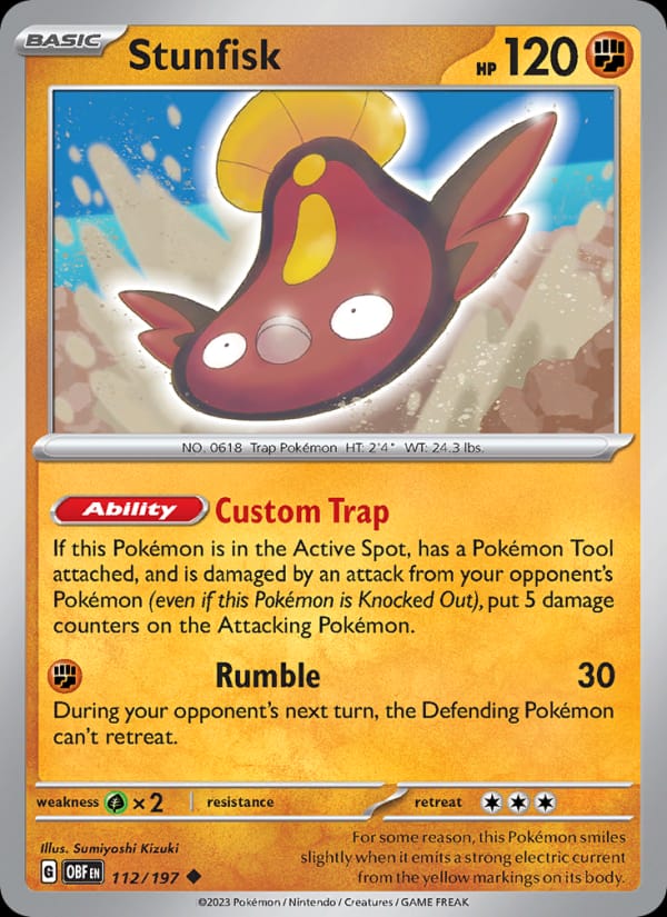 Stunfisk 112/197 Obsidian Flames Pokémon card