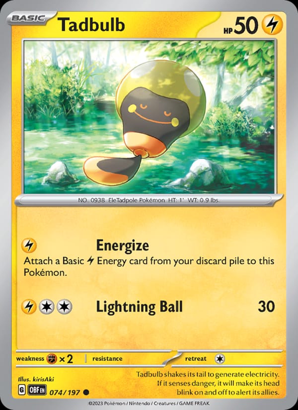 Tadbulb 074/197 Obsidian Flames Pokémon card