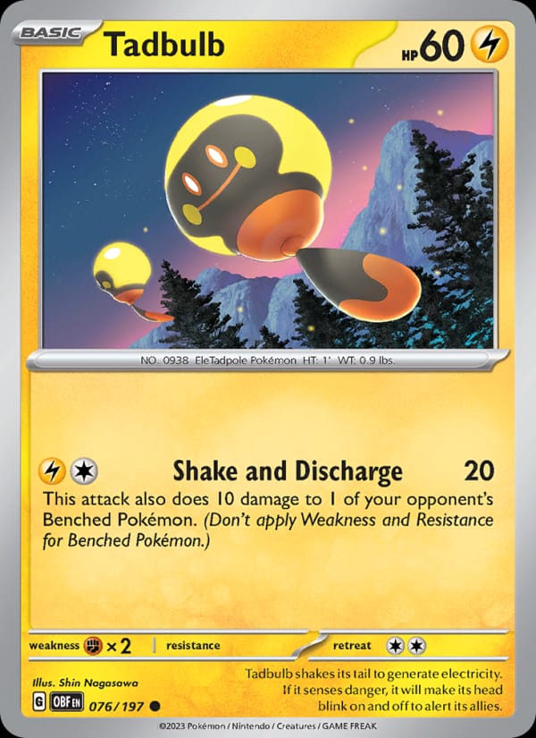 Tadbulb 076/197 Obsidian Flames Pokémon card