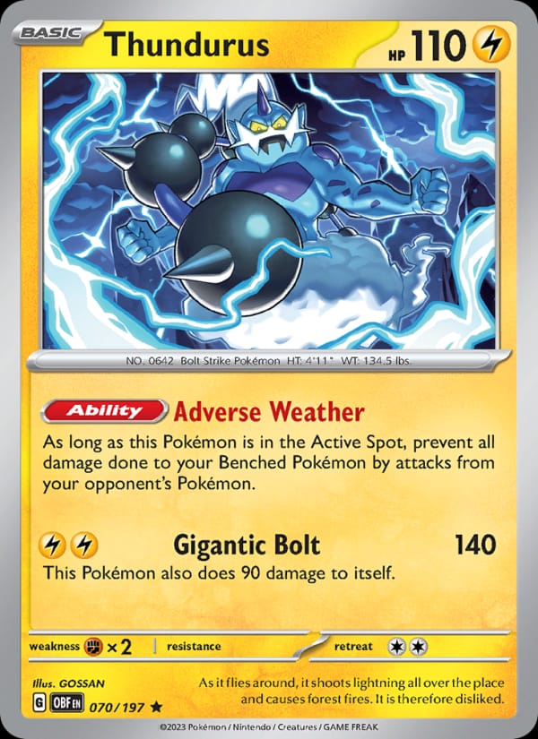Thundurus 070/197 Obsidian Flames Pokémon card