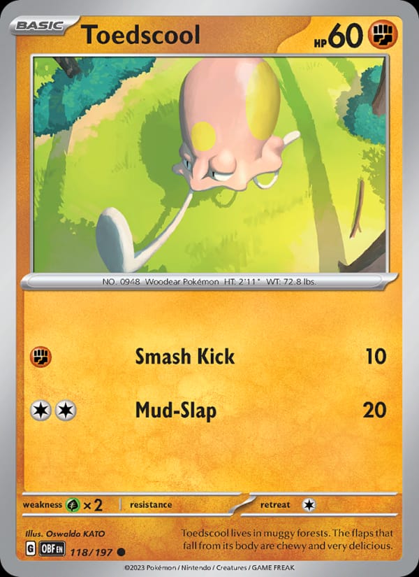 Toedscool 118/197 Obsidian Flames Pokémon card