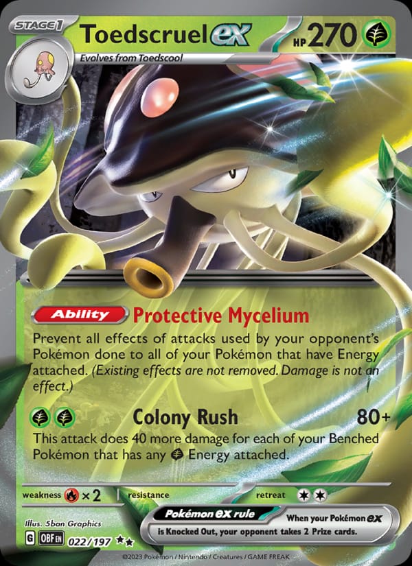 Toedscruel ex 022/197 Obsidian Flames Pokémon card