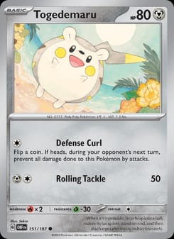 Togedemaru 151/197 Common – Obsidian Flames Pokémon card