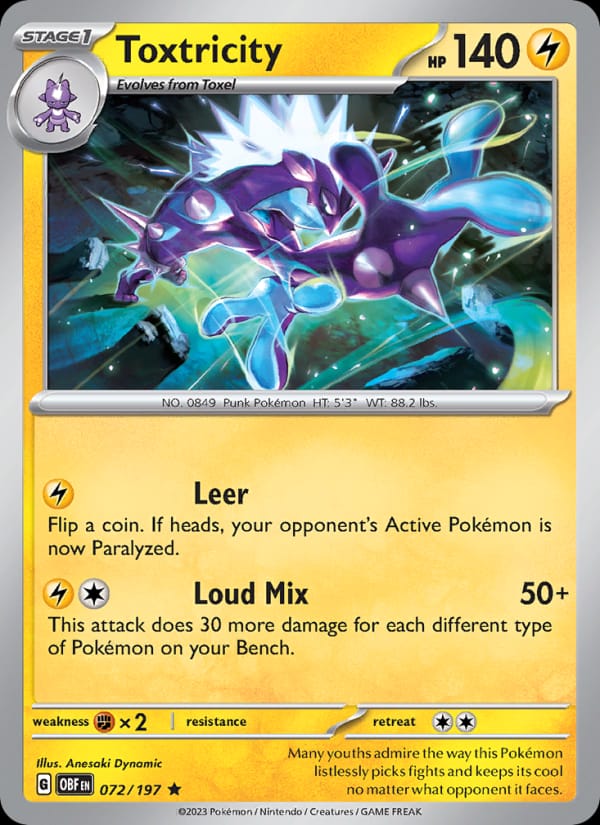 Toxtricity 072/197 Obsidian Flames Pokémon card