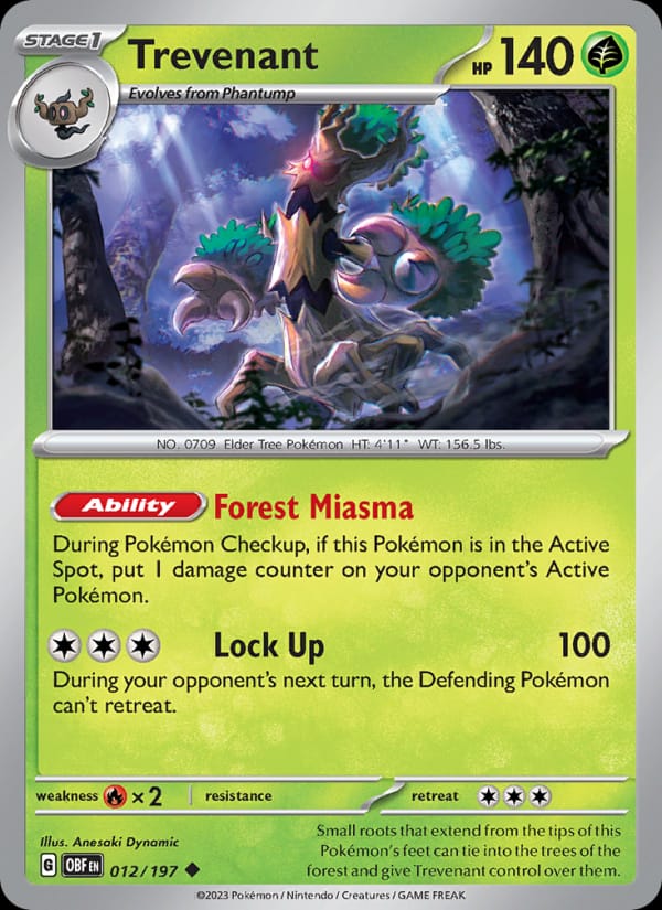 Trevenant 012/197 Obsidian Flames Pokémon card