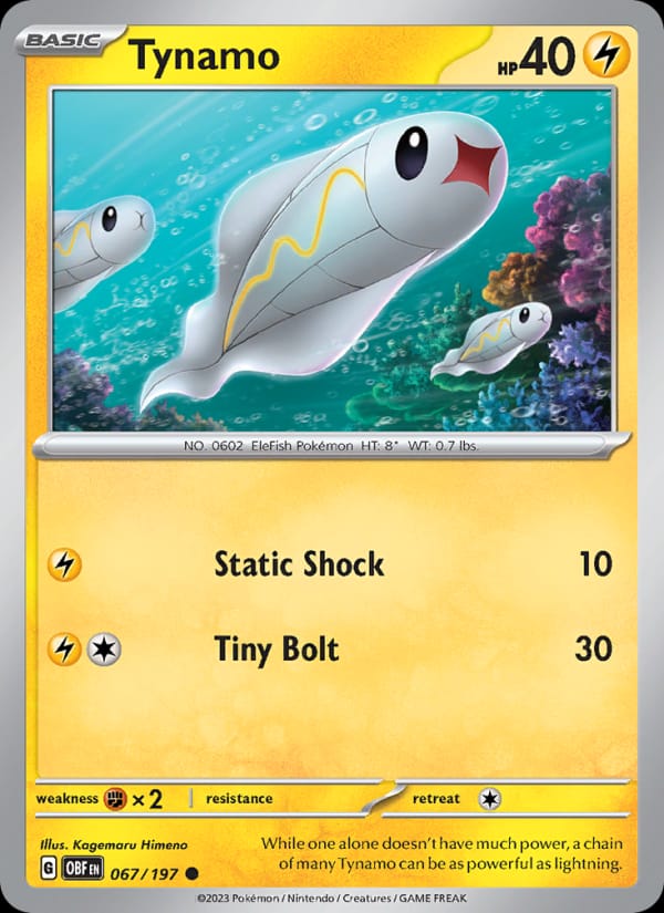 Tynamo 067/197 Obsidian Flames Pokémon card