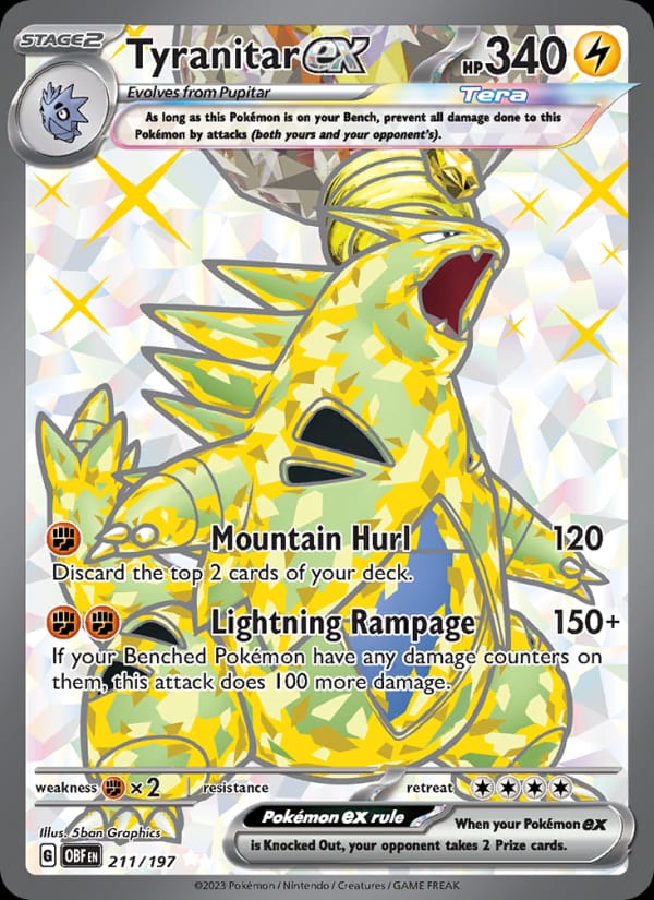 Tyranitar ex 211/197 Obsidian Flames Pokémon card