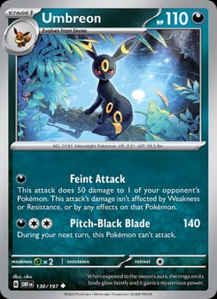 Umbreon 130/197 Uncommon – Obsidian Flames Pokémon card