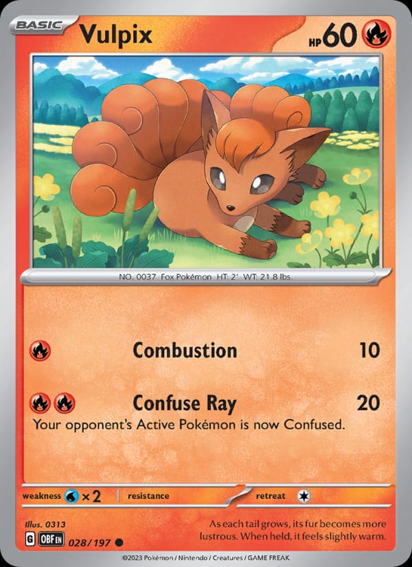 Vulpix 028/197 Obsidian Flames Pokémon card
