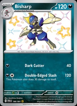 Bisharp 186/091 Shiny Rare – Paldean Fates Pokémon card