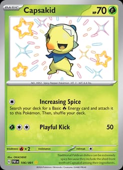Capsakid 106/091 Shiny Rare – Paldean Fates Pokémon card