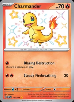 Charmander 109/091 Shiny Rare – Paldean Fates Pokémon card