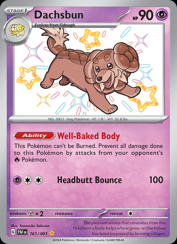 Dachsbun 161/091 Paldean Fates Pokémon card