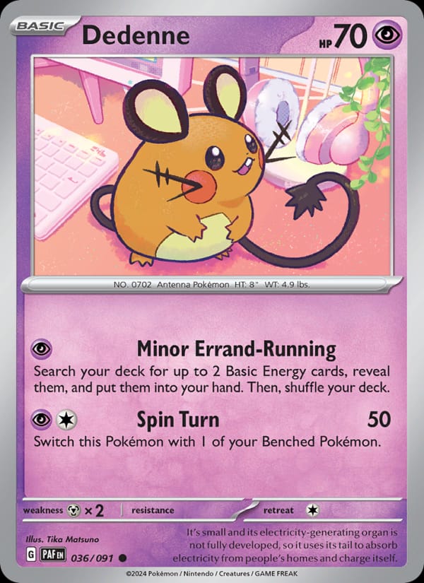 Dedenne 036/091 Paldean Fates Pokémon card
