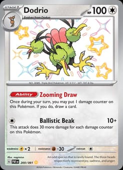 Dodrio 200/091 Shiny Rare – Paldean Fates Pokémon card