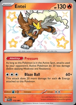 Entei 112/091 Shiny Rare – Paldean Fates Pokémon card
