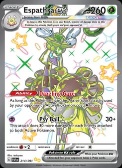 Espathra ex 214/091 Shiny Ultra Rare – Paldean Fates Pokémon card