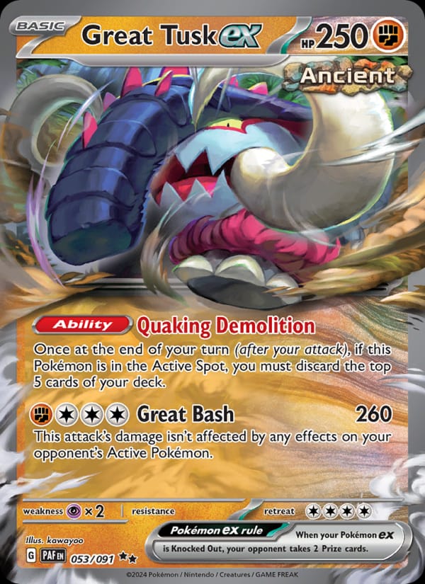 Great Tusk ex 053/091 Paldean Fates Pokémon card