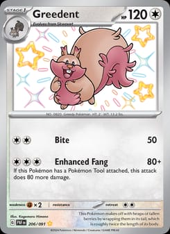 Greedent 206/091 Shiny Rare – Paldean Fates Pokémon card