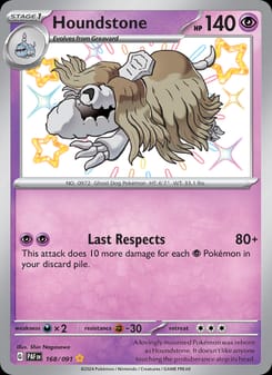 Houndstone 168/091 Shiny Rare – Paldean Fates Pokémon card