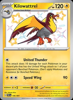 Kilowattrel 146/091 Shiny Rare – Paldean Fates Pokémon card