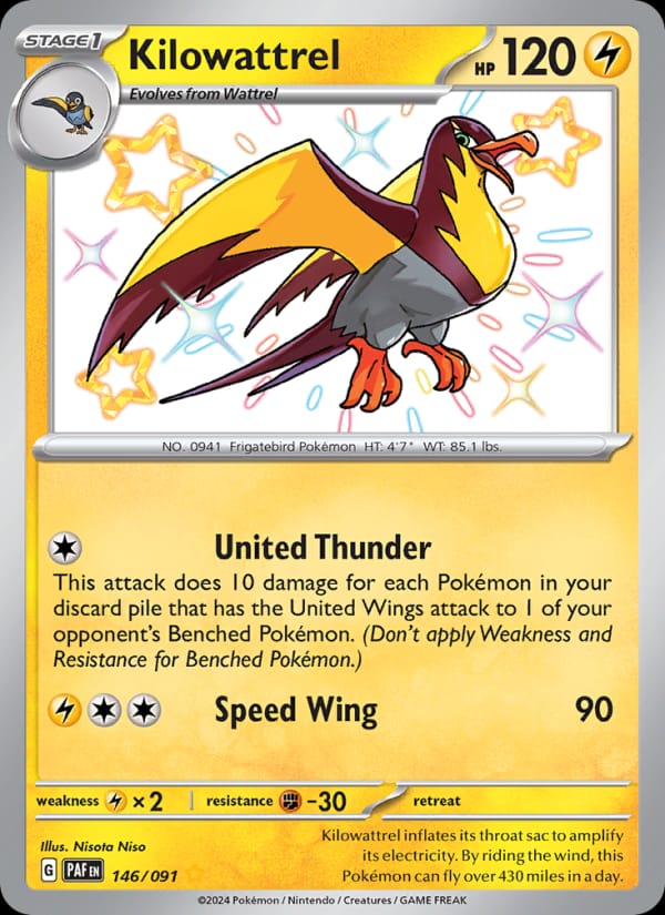Kilowattrel 146/091 Paldean Fates Pokémon card