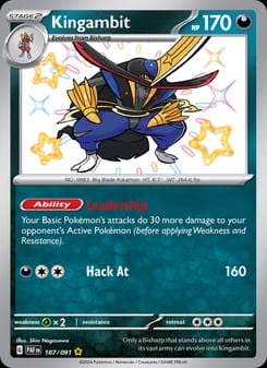 Kingambit 187/091 Shiny Rare – Paldean Fates Pokémon card