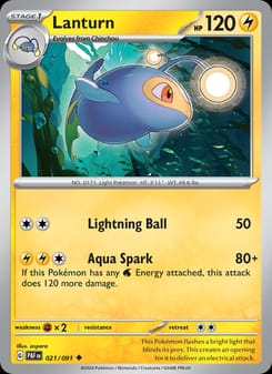 Lanturn 021/091 Uncommon – Paldean Fates Pokémon card