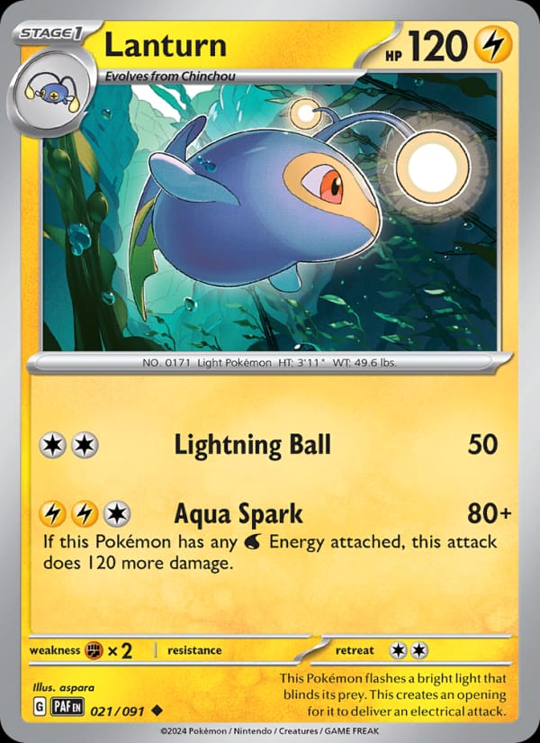 Lanturn 021/091 Paldean Fates Pokémon card
