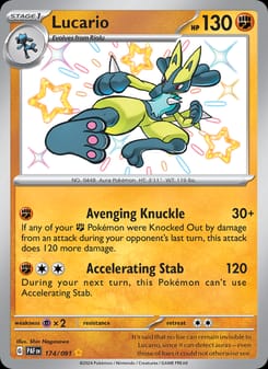Lucario 174/091 Shiny Rare – Paldean Fates Pokémon card