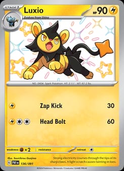 Luxio 136/091 Shiny Rare – Paldean Fates Pokémon card