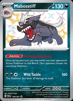 Mabosstiff 188/091 Shiny Rare – Paldean Fates Pokémon card