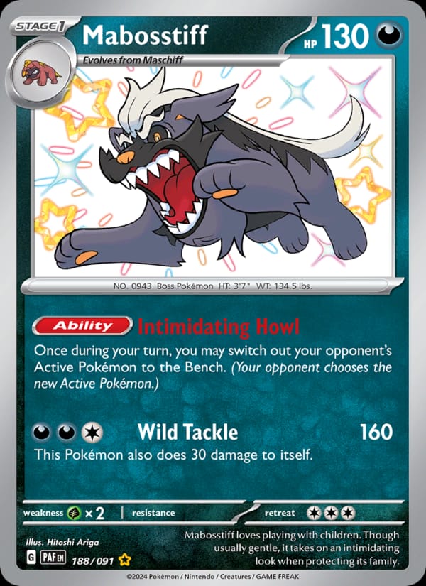 Mabosstiff 188/091 Paldean Fates Pokémon card