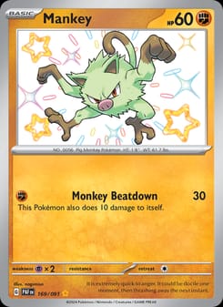 Mankey 169/091 Shiny Rare – Paldean Fates Pokémon card