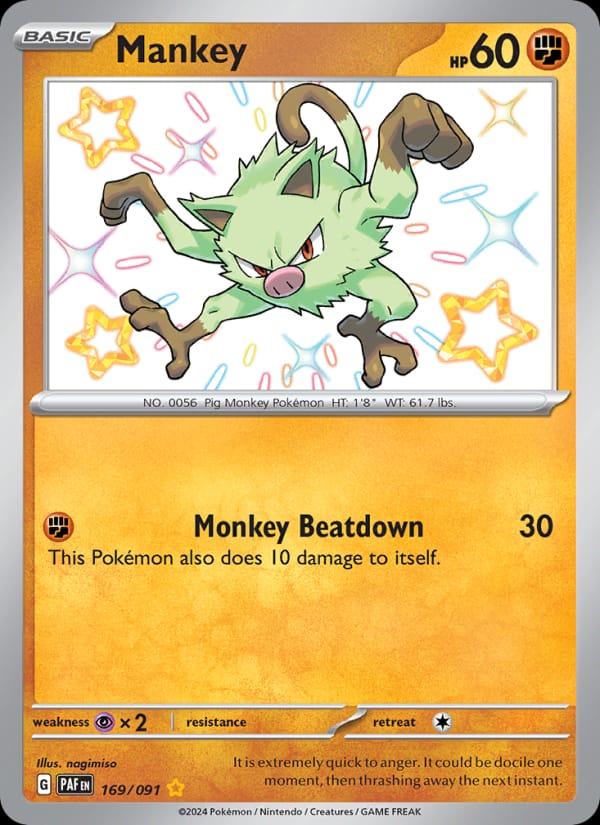 Mankey 169/091 Paldean Fates Pokémon card