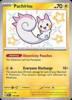Pachirisu 138/091 Shiny Rare – Paldean Fates Pokémon card