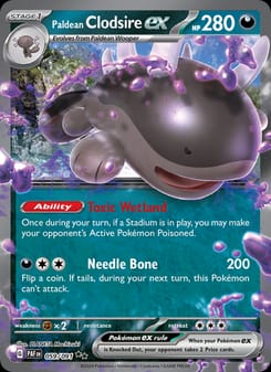 Paldean Clodsire ex 059/091 Double Rare – Paldean Fates Pokémon card