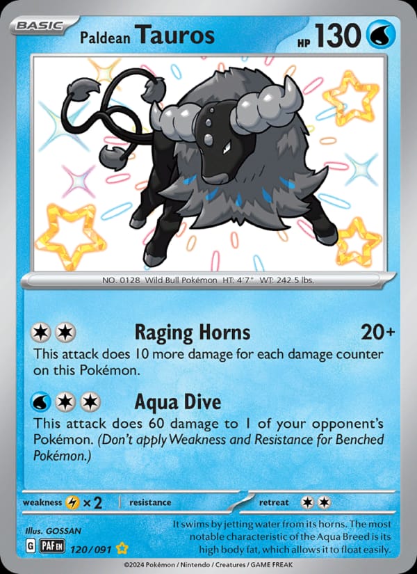Paldean Tauros 120/091 Paldean Fates Pokémon card