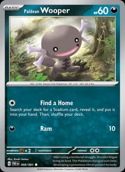 Paldean Wooper 058/091 Common – Paldean Fates Pokémon card